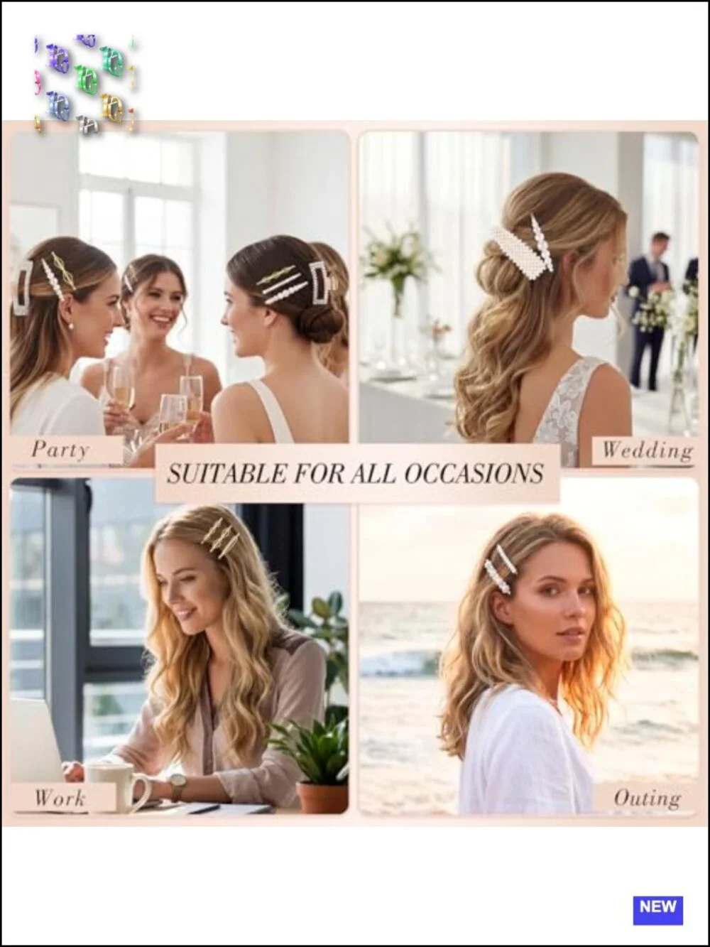 20 Pcs Pearl Hair Clips Set Decorative Bobby Pins Barrettes for Women Girls